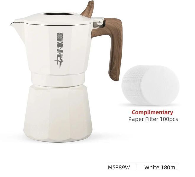 Кофеварка гейзерная MHW-3BOMBER Double Valve Moka Pot 4 cup для газовой плиты, 180 мл, ручная, эспрессо M5889W фото