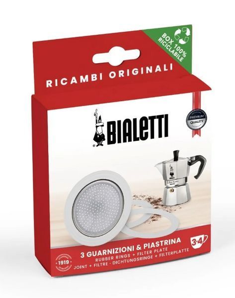 Прокладки для гейзерных кофеварок Bialetti Moka Express на 3 и 4 чашки ремкомплект 18491 фото
