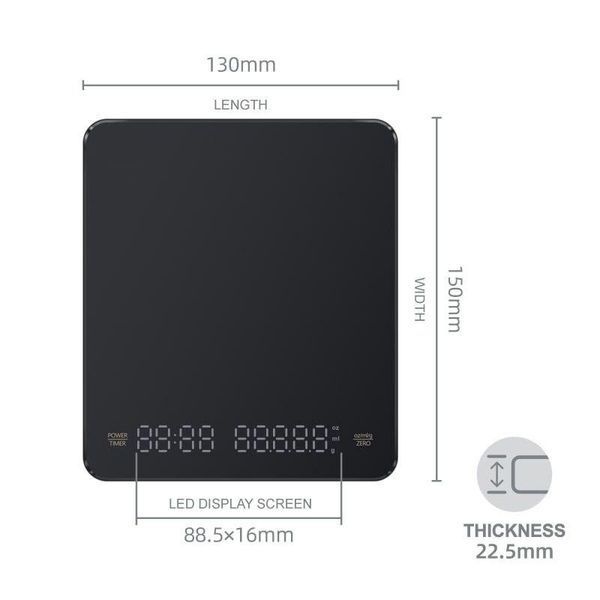 Ваги з usb кавові з таймером Black Mirror Coffee Scale, електронні для кави настільні з usb зарядкою 389898989 фото
