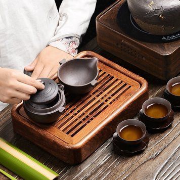 Чабань, Дошка для чайної церемонії Shang Yan Fang 26,8 см *20 см *5 см, коричнева,Столик для чайної церемонії 580 фото