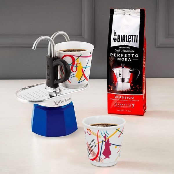Гейзерна кавоварка Bialetti Mini Express Kandinsky на 2 чашки 100 мл синя 0001407/NP фото