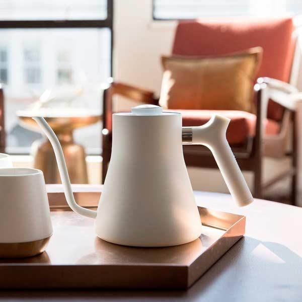 Чайник заварювальний для кави Fellow Stagg 1 л з нержавіючої сталі, з термометром, Білий, для бариста, для плити Q9488W фото