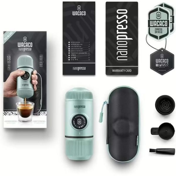 Портативная эспрессо-кофеварка для молотого кофе Wacaco Nanopresso Голубая WNANOBLUE фото