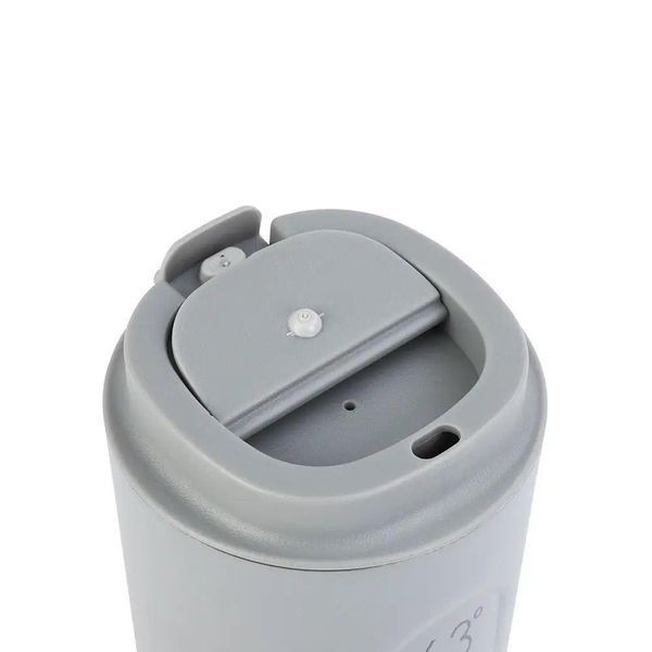Термокружка с крышкой 63 Mugs, 380 мл, для кофе, материал колбы нержавеющая сталь, Серая, Термочашка в машину 300239 фото