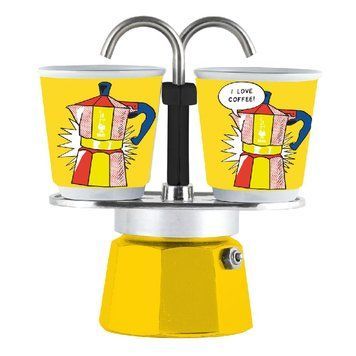 Подарунковий набір Bialetti Set Arte: гейзерна кавоварка Mini Express (2 cup) + 2 кавових чашки 1405 фото