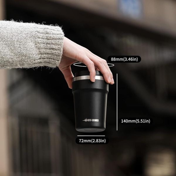 Термочашка MHW-3BOMBER 360 мл Vacuum Coffee Mugs, Чорна M5718B фото