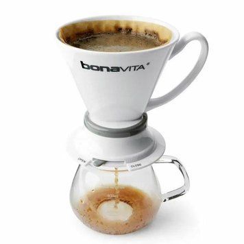 Імерсійна воронка для заварювання кави Bonavita Wide Base Porcelain Dripper, 475 мл кераміка, Біла, розумний пуровер клевер 300505 фото