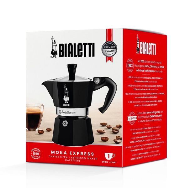 Гейзерна кавоварка Bialetti Moka Express Black (1 чашка - 60 мл) 0004951/NP фото