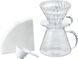Hario V60 набор для приготовления кофе: стеклянный пуровер, мерная ложка, 40 фильтров S-VGBK-02-T фото 1