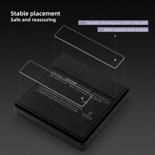 Ваги для кави з usb зарядкою MHW-3BOMBER Cube Сoffee Scale 2.0 для бариста електронні з таймером Чорні ES6028W фото