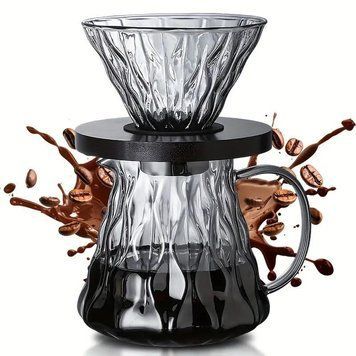 Подарочный набор для заваривания фильтр кофе V60 02 - стеклянный пуровер и заварник 600 мл, для бариста 500345 фото