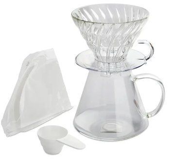 Подарочный набор Hario V60 S-VGBK-02-TN для заваривания фильтр кофе стеклянный пуровер сервер с чайником S-VGBK-02-TN фото