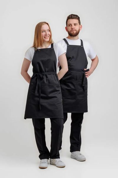 Фартух для бариста Espresso тканинний робочий для бармена Чорний для офіціанта VT1350 фото