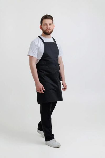 Фартух для бариста Espresso тканинний робочий для бармена Чорний для офіціанта VT1350 фото