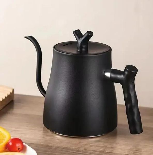Заварочный чайник для приготовления кофе 1.5 л Черный с длинным тонким носиком из нержавейки HAST1500 фото