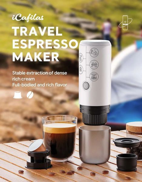 Портативна фільтр кавоварка Icafilas Travel Espresso Maker 2 в 1 Чорна ME2410B фото