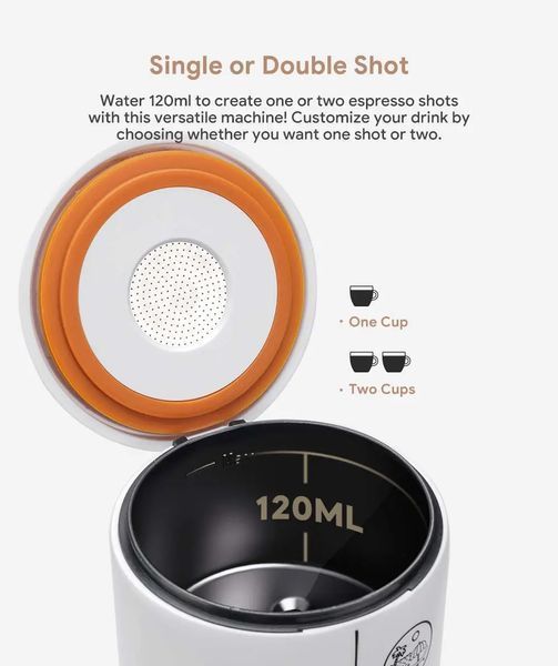 Портативна фільтр кавоварка Icafilas Travel Espresso Maker 2 в 1 Чорна ME2410B фото