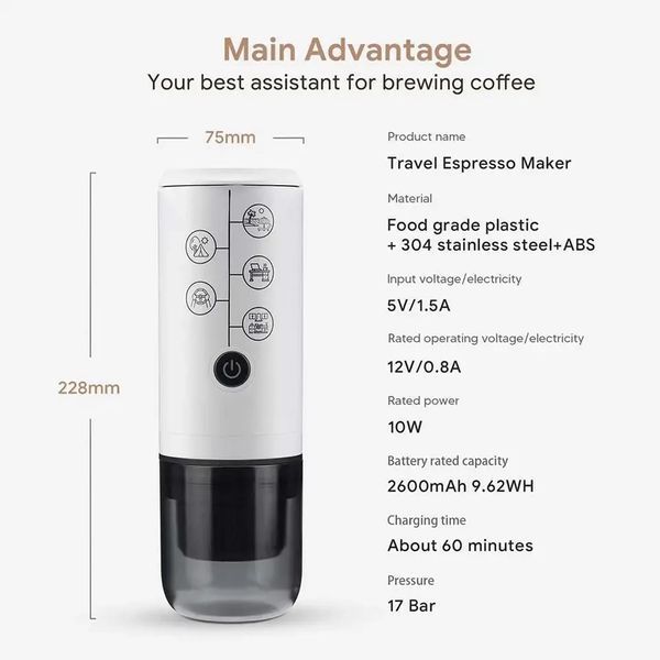 Портативна фільтр кавоварка Icafilas Travel Espresso Maker 2 в 1 Чорна ME2410B фото
