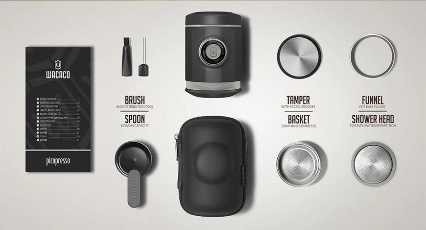 Портативна еспресо кавоварка Wacao Picopresso, ручна, для дому та подорожей 90384991 фото