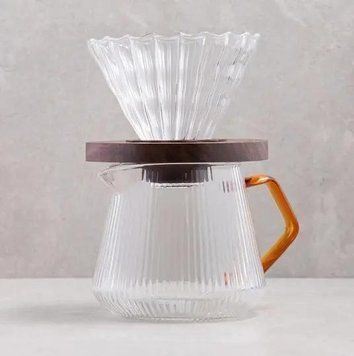 Подарочный набор для заваривания фильтр кофе V60 02 - стеклянный пуровер и заварник 600 мл, для бариста 30034 фото