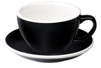 Чашка і блюдце для лате Loveramics Egg Cafe Latte Cup & Saucer Black, 300 мл C088-03BBK фото