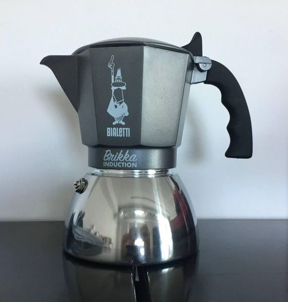 Гейзерна кавоварка Bialetti Brikka Induction на 4 чашки 170 мл для індукційної плити з клапаном для приготування кави з пінкою 73144 фото