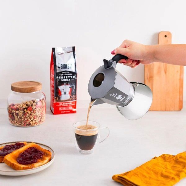 Гейзерна кавоварка Bialetti Brikka Induction на 4 чашки 170 мл для індукційної плити з клапаном для приготування кави з пінкою 73144 фото