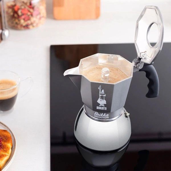 Гейзерна кавоварка Bialetti Brikka Induction на 4 чашки 170 мл для індукційної плити з клапаном для приготування кави з пінкою 73144 фото
