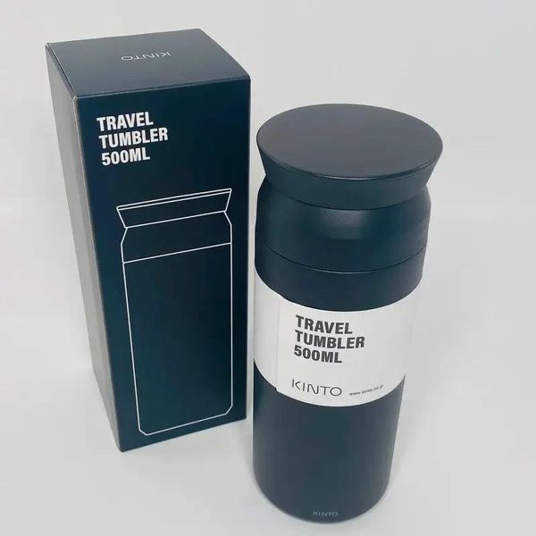 Термочашка Kinto Travel Tumbler 500 мл Черная туристическая питьевая металлическая 20946 фото