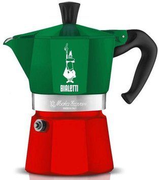 Гейзерна кавоварка мока Bialetti Moka Express Italia Tricolore на 3 порції для кави алюмінієва 130 мл мока на плиту для еспресо 0005322/NP фото