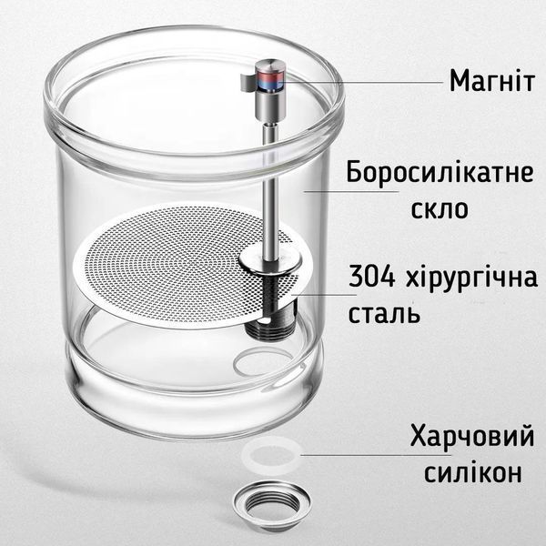 Заварювальний чайник тіпод Bonston Магнето BP11A, 700 мл зі скляною внутрішньою колбою, для чаю, c кнопкою BP11A-700 фото
