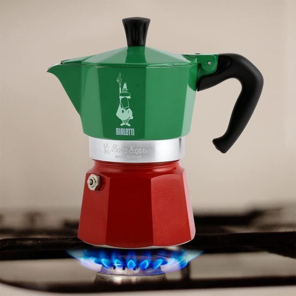 Гейзерна кавоварка мока Bialetti Moka Express Italia Tricolore на 3 порції для кави алюмінієва 130 мл мока на плиту для еспресо 0005322/NP фото