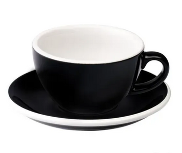 Чашка і блюдце під каву з молоком Loveramics Egg Flat White Cup, 150 мл, Black C088-56BBK фото