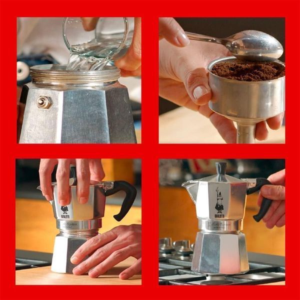 Кофеварка гейзерная для газовой плиты Bialetti Moka Express на 3 чашки, 130 мл, из алюминия, для варки кофе 1172 фото
