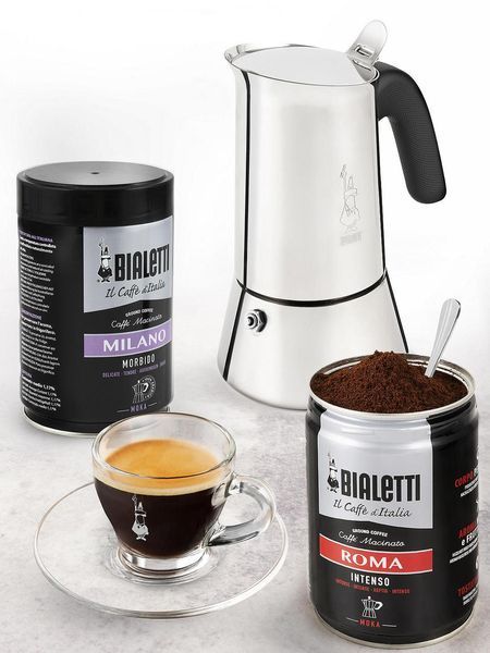 Гейзерна кавоварка для індукції Bialetti new venus induction 460 мл для плити на 10 чашок із нержавійки 7256 фото