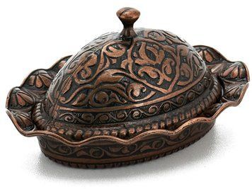 Турецкая лукумница сахарница овальная медная 14450 фото