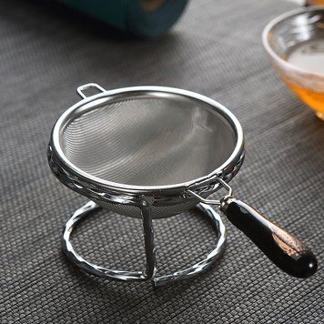 Металлическое ситечко с подставкой с черной ручкой для приготовления чая, 129 мм, диаметр &Oslash; 63 мм" 618 фото