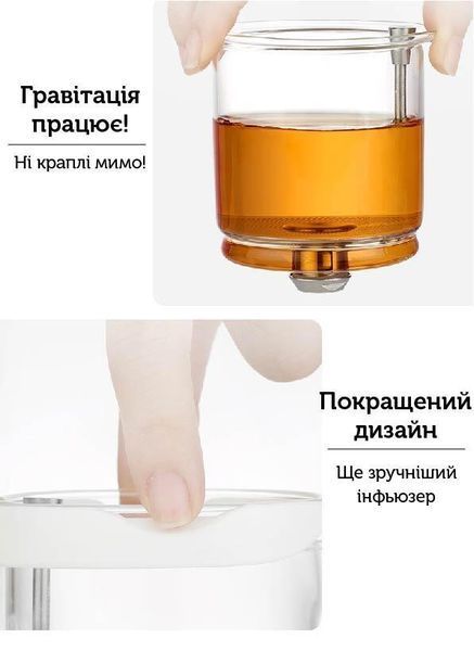 Чайник заварочный Bonston 550 мл Tанго Лайт для заваривания чая стеклянная колба с кнопкой для слива BP09W-550 фото