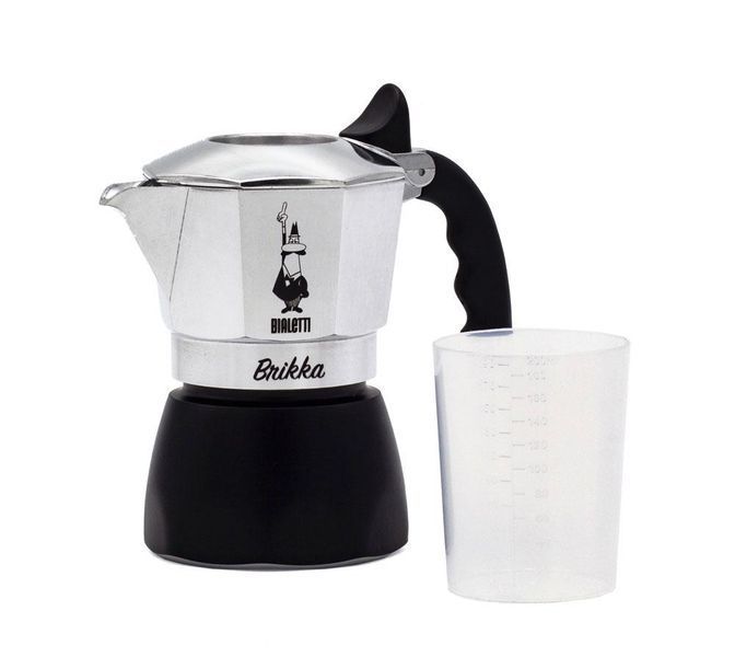 Гейзерная кофеварка Bialetti Brikka New на 2 чашки 100 мл из алюминия для кофе с клапаном для пенки 7312 фото