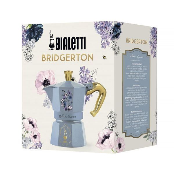 Гейзерная кофеварка Bialetti Moka Express X Bridgerton на 6 чашек для кофе из алюминия для газовой плиты. 5364 фото