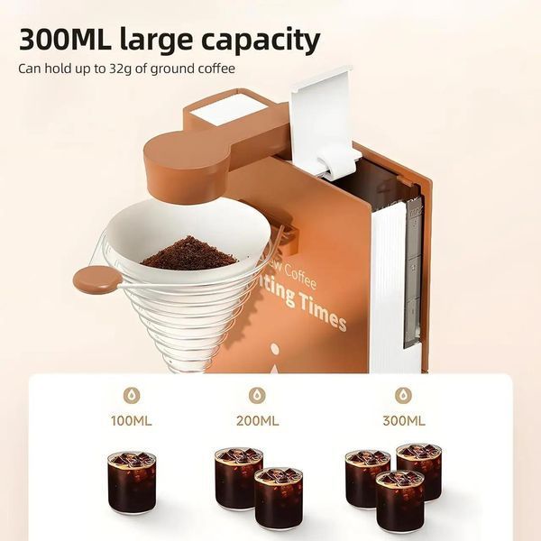 Ексклюзивна крапельна кавоварка Icafilas Drip Coffee Maker для заварювання фільтр кави, Кавоварка крапельна Коричнева MA2302BR фото