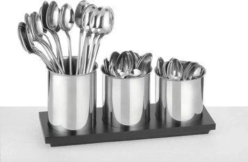 Органайзер для ложок і виделок металевий барний Motta Spoon Holder Set Art настільний з нержавіючої сталі 15561 фото