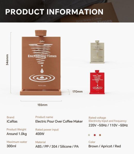 Эксклюзивная капельная кофеварка Icafilas Drip Coffee Maker для заваривания фильтр кофе, Кофеварка капельная MA2302A фото