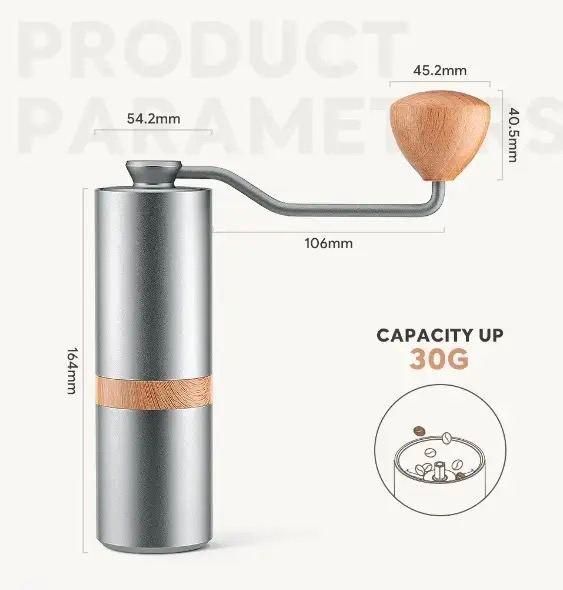 Ручная кофемолка iCafilas Premium Grinder со стальными жерновами и регулировкой помола, портативная, бытовая GM2213 фото