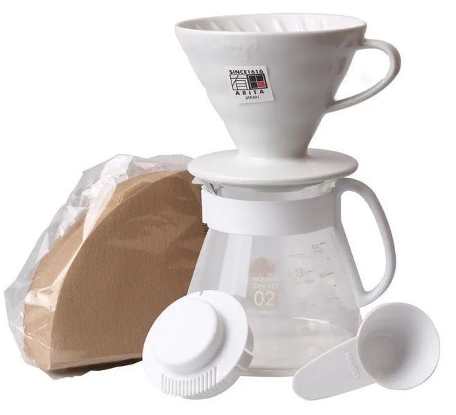 Набір для приготування кави Hario V60 02 кераміка сервер фільтри XVDD-3012W XVDD-3012W фото