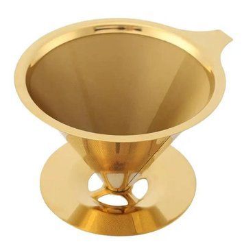 Воронка для заваривания кофе методом пуровер, металлическая Cafeor Double Mesh 400 мл Gold V60 02 15364 фото