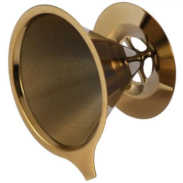 Воронка для заварювання кави методом пуровер, металева Cafeor Double Mesh 400 мл Gold V60 02 15364 фото