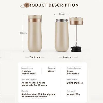 Френч-пресс-термокружка вакуумная Icafilas Thermal Travel Mug 320 мл для чая и кофе с металлической колбой FA2316 фото