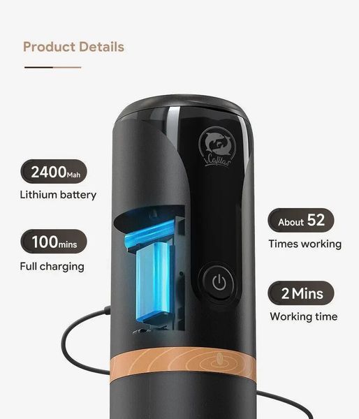 Портативна капсульна еспресо кавоварка Icafilas Travel Espresso usb ручна дорожня YJ04 фото