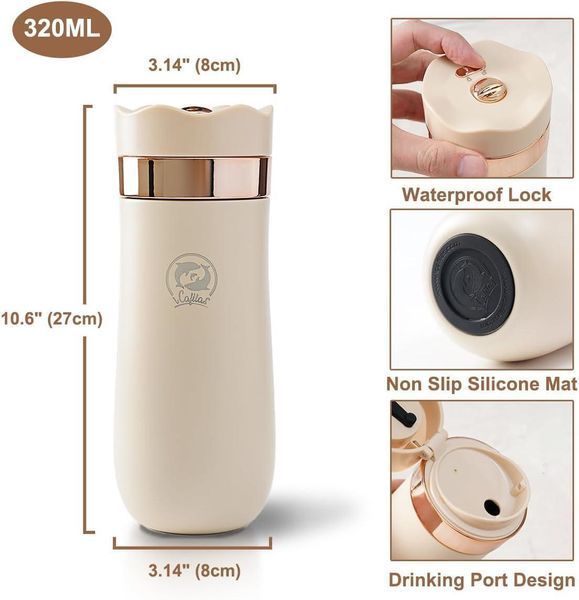 Френч-пресс-термокружка вакуумная Icafilas Thermal Travel Mug 320 мл для чая и кофе с металлической колбой FA2316 фото